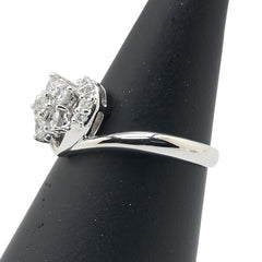 Pt900 プラチナ ダイヤ0.50ct 花 フラワー モチーフ リング 指輪 レディース 11.5号 【中古】