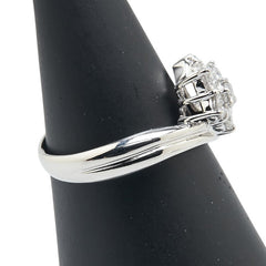Pt900 プラチナ ダイヤ0.50ct 花 フラワー モチーフ リング 指輪 レディース 11.5号 【中古】