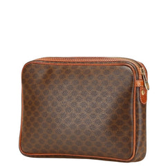 セリーヌ マカダム クラッチバッグ ブラウン PVC レザー レディース CELINE 【中古】