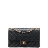 シャネル マトラッセ25 ダブルフラップ ココマーク チェーン ショルダーバッグ ブラック ラムスキン レディース CHANEL 【中古】