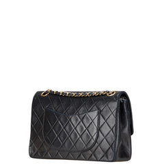 シャネル マトラッセ25 ダブルフラップ ココマーク チェーン ショルダーバッグ ブラック ラムスキン レディース CHANEL 【中古】