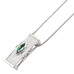 K18WG ホワイトゴールド グリーンガーネット0.44ct ダイヤ0.17ct ペンダントネックレス レディース 【中古】