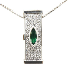 K18WG ホワイトゴールド グリーンガーネット0.44ct ダイヤ0.17ct ペンダントネックレス レディース 【中古】