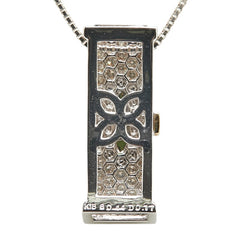 K18WG ホワイトゴールド グリーンガーネット0.44ct ダイヤ0.17ct ペンダントネックレス レディース 【中古】