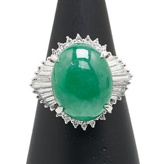 Pt900 プラチナ ヒスイ7.51ct ダイヤ0.63ct リング 指輪 レディース 12号 【中古】