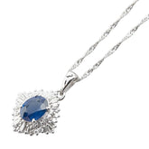 Pt900 プラチナ Pt850 プラチナ サファイア1.00ct ダイヤ0.30ct ネックレス レディース 【中古】