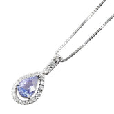 K14WG ホワイトゴールド タンザナイト0.75ct ダイヤ0.23ct 雫 モチーフ ペンダントネックレス レディース 【中古】