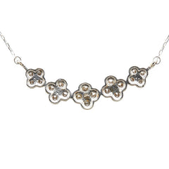 K18WG ホワイトゴールド ダイヤ0.30ct フラワー 花 モチーフ ペンダントネックレス レディース 【中古】