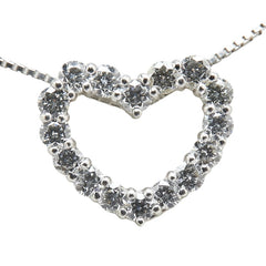 Pt900 プラチナ Pt850 プラチナ ダイヤ1.00ct ハート モチーフ ネックレス レディース 【中古】