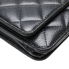 シャネル マトラッセ ココマーク チェーン ウォレット ショルダーバッグ ブラック キャビアスキン レディース CHANEL 【中古】