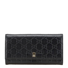 グッチ グッチシマ リボン 長財布 388679 ブラック レザー レディース GUCCI 【中古】