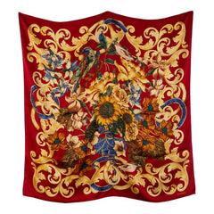 シャネル フラワー 花柄 スカーフ レッド マルチカラー レディース CHANEL 【中古】