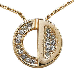 ディオール CDロゴ ラインストーン ネックレス ゴールド メッキ レディース Dior 【中古】