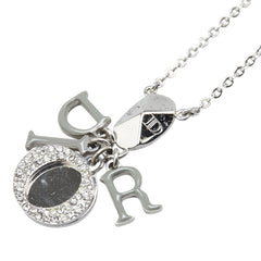 ディオール ロゴ ラインストーン ネックレス シルバー メタル レディース Dior 【中古】