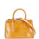プラダ ガレリア 三角ロゴプレート ハンドバッグ ショルダーバッグ 2WAY BN2316 オレンジ エナメル レディース PRADA 【中古】