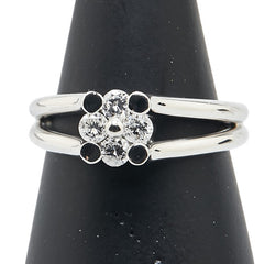ノーブランド Pt900 プラチナ ダイヤ0.33ct フラワー 花 モチーフ リング 指輪 レディース no brand 12号 【中古】