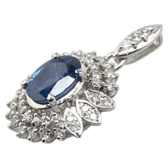 ノーブランド Pt900 プラチナ サファイア1.20ct ダイヤ0.36ct ペンダントトップ レディース no brand 【中古】