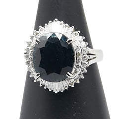 ノーブランド Pt900 プラチナ サファイア7.37ct メレダイヤ0.35ct リング 指輪 レディース no brand 14号 【中古】