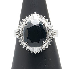 ノーブランド Pt900 プラチナ サファイア7.37ct メレダイヤ0.35ct リング 指輪 レディース no brand 14号 【中古】