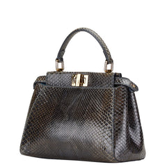 フェンディ ピーカブー スモール パイソン ハンドバッグ ショルダーバッグ 2WAY 8BN244 ブラック ブルー レザー レディース FENDI 【中古】
