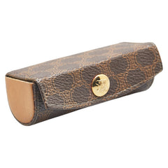 セリーヌ マカダム リップスティックケース ミラー ブラウン ゴールド PVC メッキ レディース CELINE 【中古】