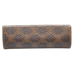 セリーヌ マカダム リップスティックケース ミラー ブラウン ゴールド PVC メッキ レディース CELINE 【中古】