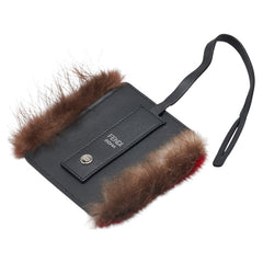 フェンディ モンスター カードケース パスケース チャーム ブラック ブラウン レッド レザー ファー レディース FENDI 【中古】