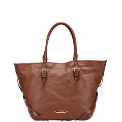 バーバリー ノバチェック トートバッグ ブラウン レザー レディース BURBERRY 【中古】