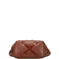 バーバリー ノバチェック トートバッグ ブラウン レザー レディース BURBERRY 【中古】