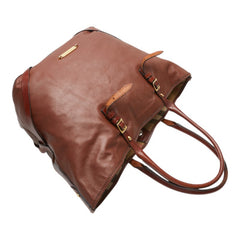 バーバリー ノバチェック トートバッグ ブラウン レザー レディース BURBERRY 【中古】
