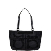 サルヴァトーレフェラガモ ガンチーニ トートバッグ ブラック ウール エナメル レディース Salvatore Ferragamo 【中古】