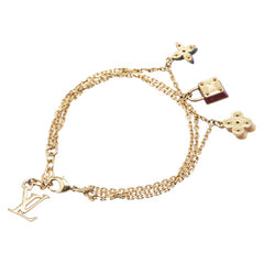 ルイ ヴィトン モノグラム ブラスレ スウィート チャーム チェーン ブレスレット M66248 ゴールド メッキ レディース LOUIS VUITTON 【中古】