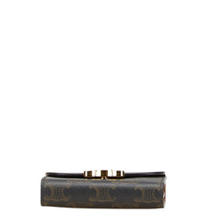 セリーヌ マカダム 三つ折り財布 ブラック ブラウン PVC レザー レディース CELINE 【中古】