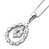 Pt900 プラチナ Pt850 プラチナ ピンクダイヤ0.05ct ダイヤ0.30ct ティアドロップ モチーフ ベネチアンチェーン ネックレス レディース 【中古】