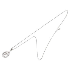 Pt900 プラチナ Pt850 プラチナ ピンクダイヤ0.05ct ダイヤ0.30ct ティアドロップ モチーフ ベネチアンチェーン ネックレス レディース 【中古】