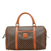 セリーヌ マカダム ボストンバッグ ハンドバッグ ブラウン PVC レザー レディース CELINE 【中古】