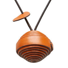 エルメス JOJOBA ホホバ ネックレス オレンジ ブラック レザー レディース HERMES 【中古】