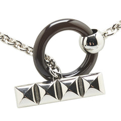 エルメス メドールXO コリエドシアン ネックレス シルバー ブラック メタル バッファローホーン レディース HERMES 【中古】