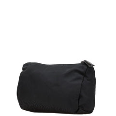 プラダ 三角ロゴプレート ポーチ ブラック ナイロン レディース PRADA 【中古】