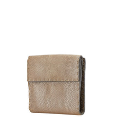 フェンディ セレリア 二つ折り財布 8M0206 シャンパンゴールド レザー レディース FENDI 【中古】
