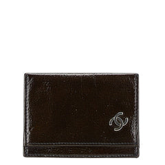 シャネル ココマーク 名刺入れ カードケース ブラック ブラウン レザー レディース CHANEL 【中古】