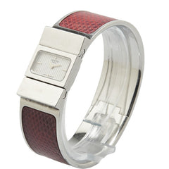 エルメス ロケ バングルウォッチ L01.210 クオーツ シルバー文字盤 ステンレススチール リザード レディース HERMES 【中古】