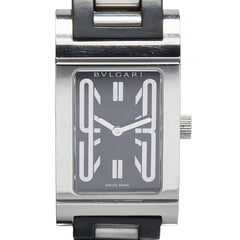 ブルガリ レッタンゴロ 腕時計 RT39S クオーツ ブラック文字盤 ステンレススチール ラバー レディース BVLGARI 【中古】