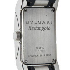 ブルガリ レッタンゴロ 腕時計 RT39S クオーツ ブラック文字盤 ステンレススチール ラバー レディース BVLGARI 【中古】