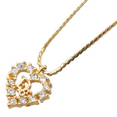 ディオール ロゴ ハート ラインストーン ネックレス ゴールド メッキ レディース Dior 【中古】