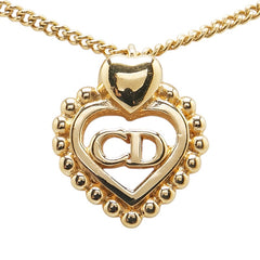 ディオール CDロゴ ハート ネックレス ゴールド メッキ レディース Dior 【中古】
