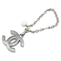 シャネル ココマーク チェーン チャーム キーホルダー シルバー メタル フェイクパール レディース CHANEL 【中古】
