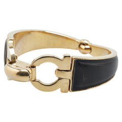 サルヴァトーレフェラガモ ガンチーニ バングル ゴールド ブラック メッキ レザー レディース Salvatore Ferragamo 【中古】