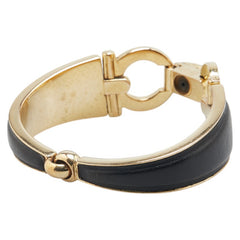 サルヴァトーレフェラガモ ガンチーニ バングル ゴールド ブラック メッキ レザー レディース Salvatore Ferragamo 【中古】