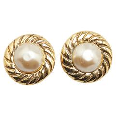 シャネル ラウンド イヤリング ゴールド メッキ フェイクパール レディース CHANEL 【中古】